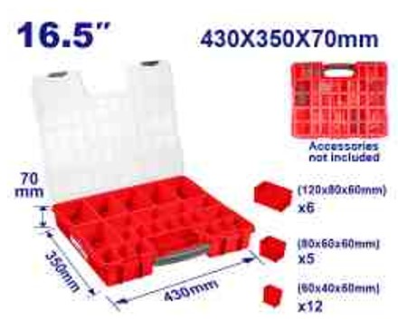 Large Plastic Organizer 430x350x70mm 23 Removable Cups